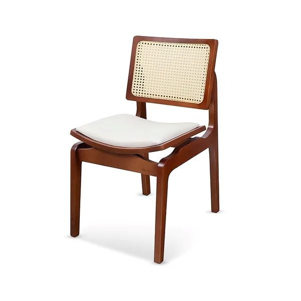 Cadeira Camelia De Madeira Maciça na cor Imbuia Encosto em Tela com Assento Anatômico Estofado em com Encosto Tela Castanho em Facto Pérola