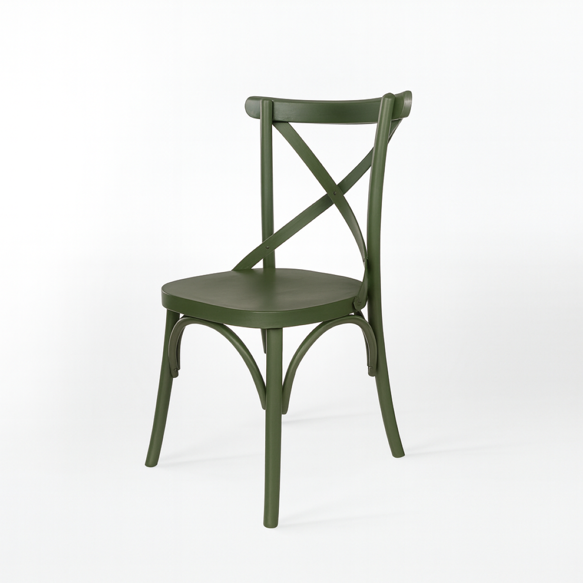 Cadeira  X de Madeira Maciça na cor Verde Musgo