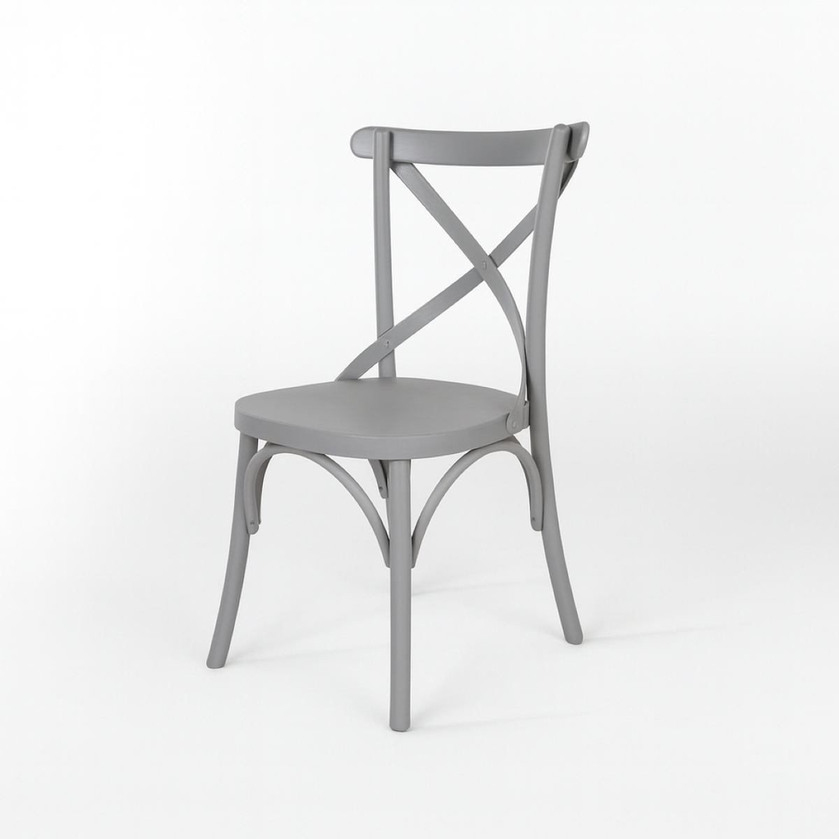Cadeira  X de Madeira Maciça na cor Cinza