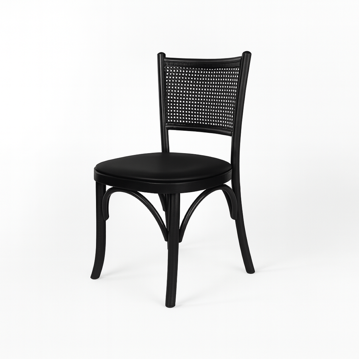 Cadeira Malibu De Madeira Maciça Encosto em Tela na cor Petro