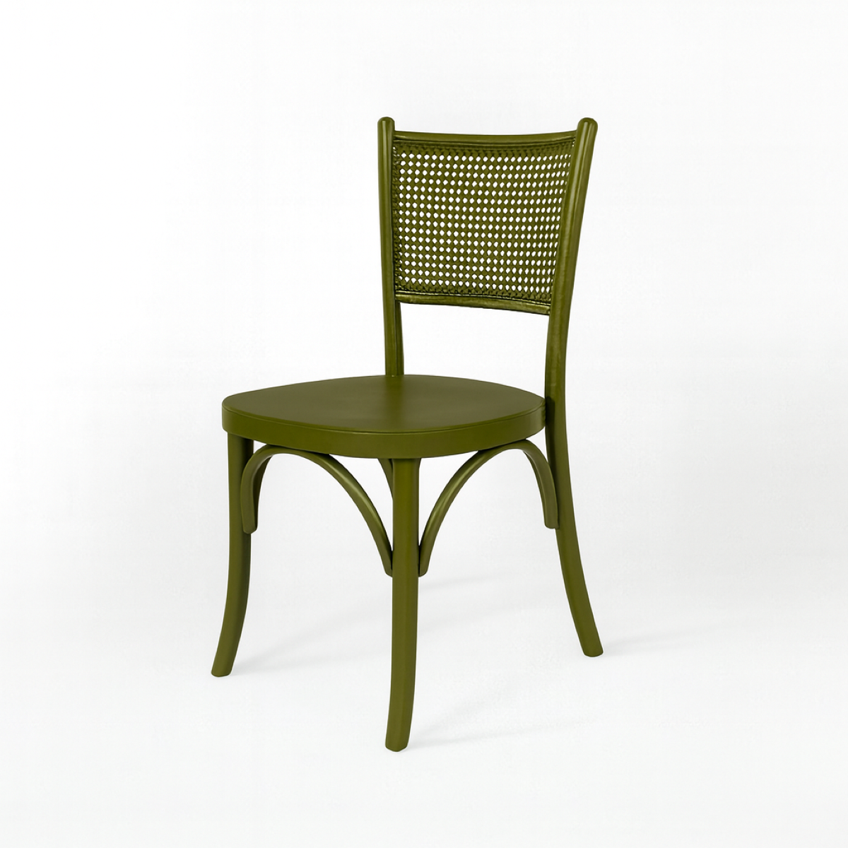 Cadeira Malibu De Madeira Maciça Encosto em Tela na cor Verde Musgo